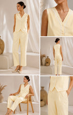 LISA Light Yellow Cream Ric-Rac Co-Ord Set