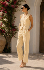 LISA Light Yellow Cream Ric-Rac Co-Ord Set