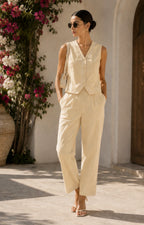 LISA Light Yellow Cream Ric-Rac Co-Ord Set