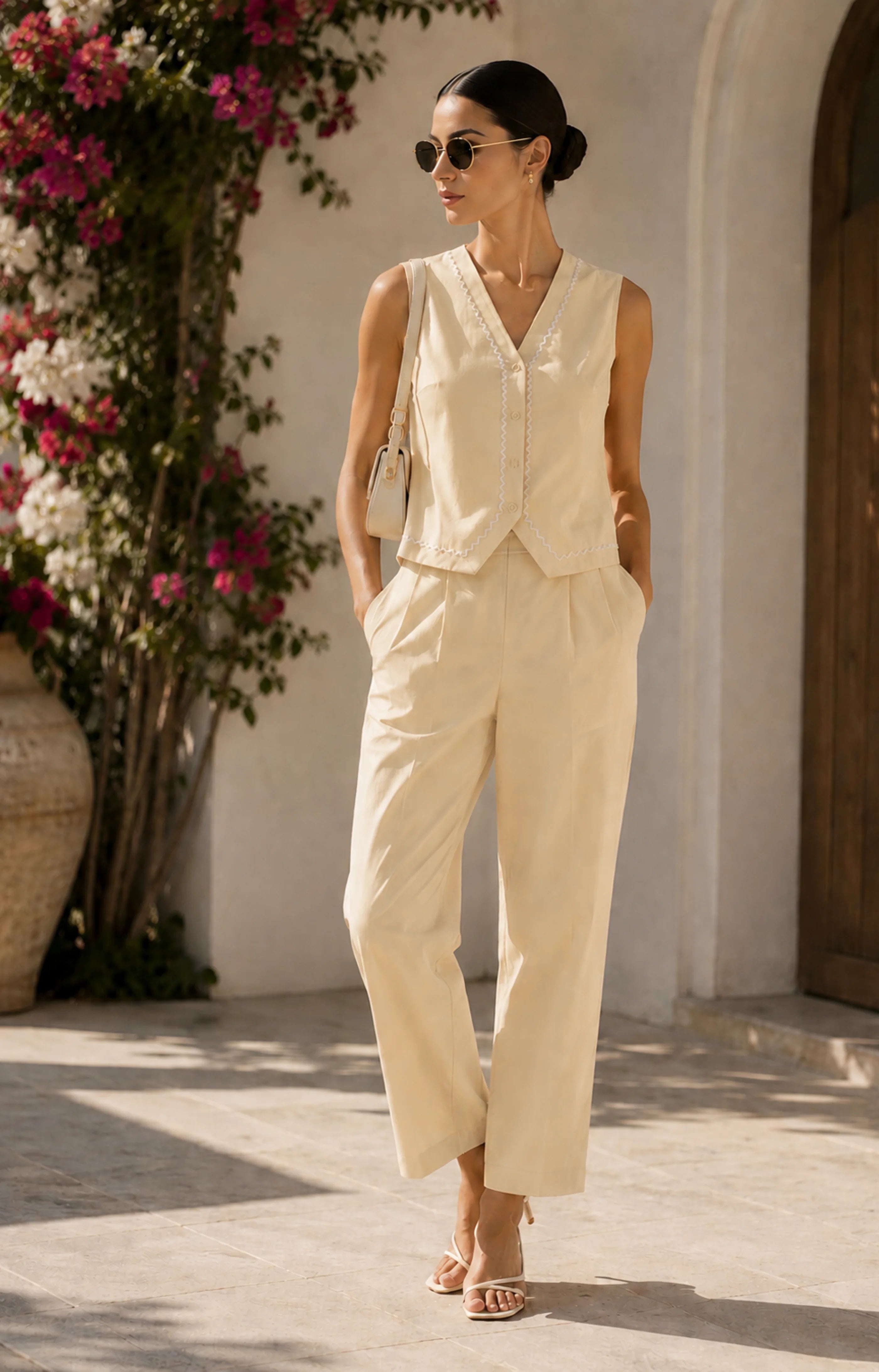 LISA Light Yellow Cream Ric-Rac Co-Ord Set
