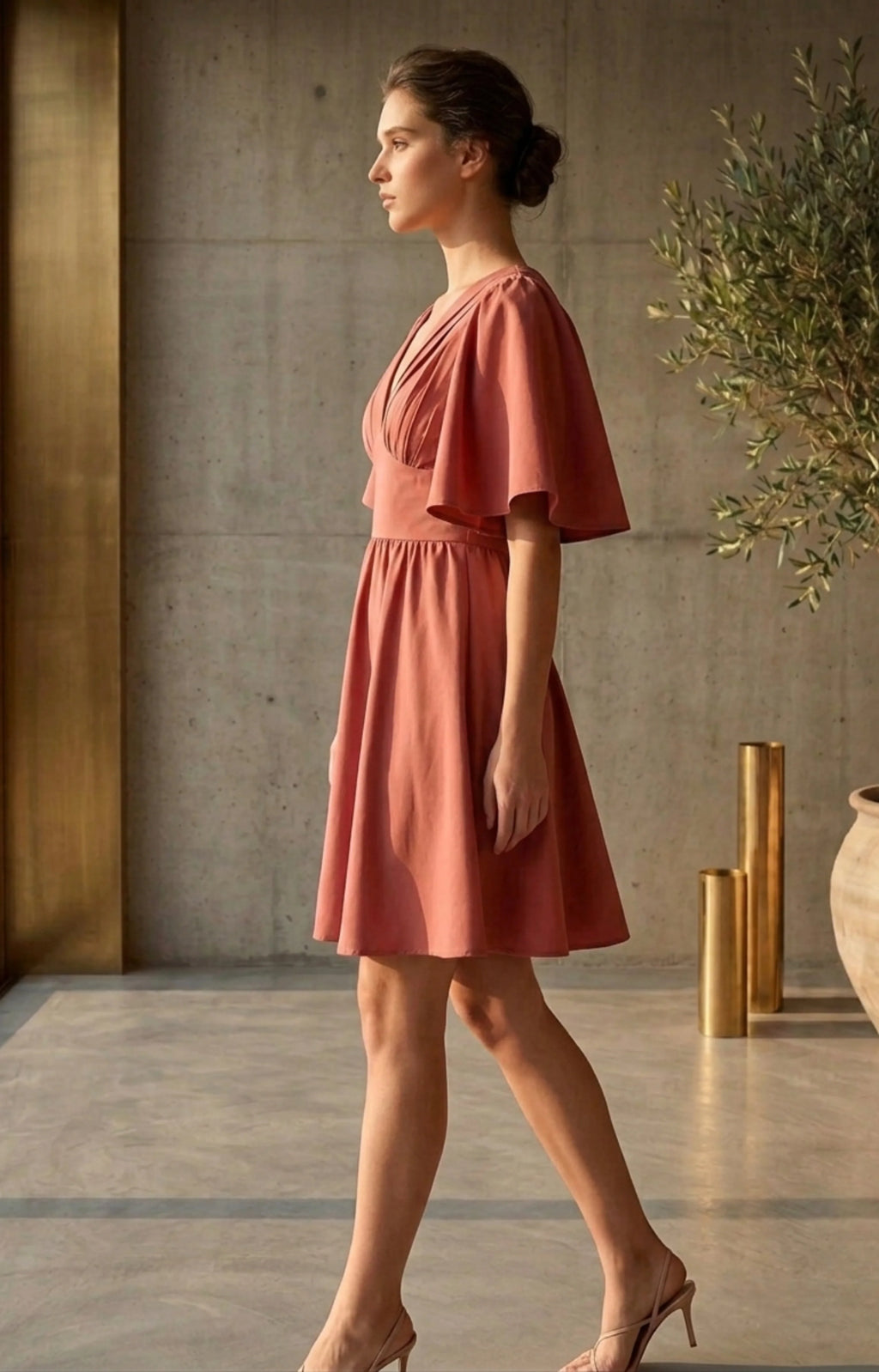 JUHI Elegant Flutter Sleeve Fit & Flare Mini Dress