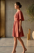 JUHI Elegant Flutter Sleeve Fit & Flare Mini Dress
