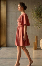 JUHI Elegant Flutter Sleeve Fit & Flare Mini Dress