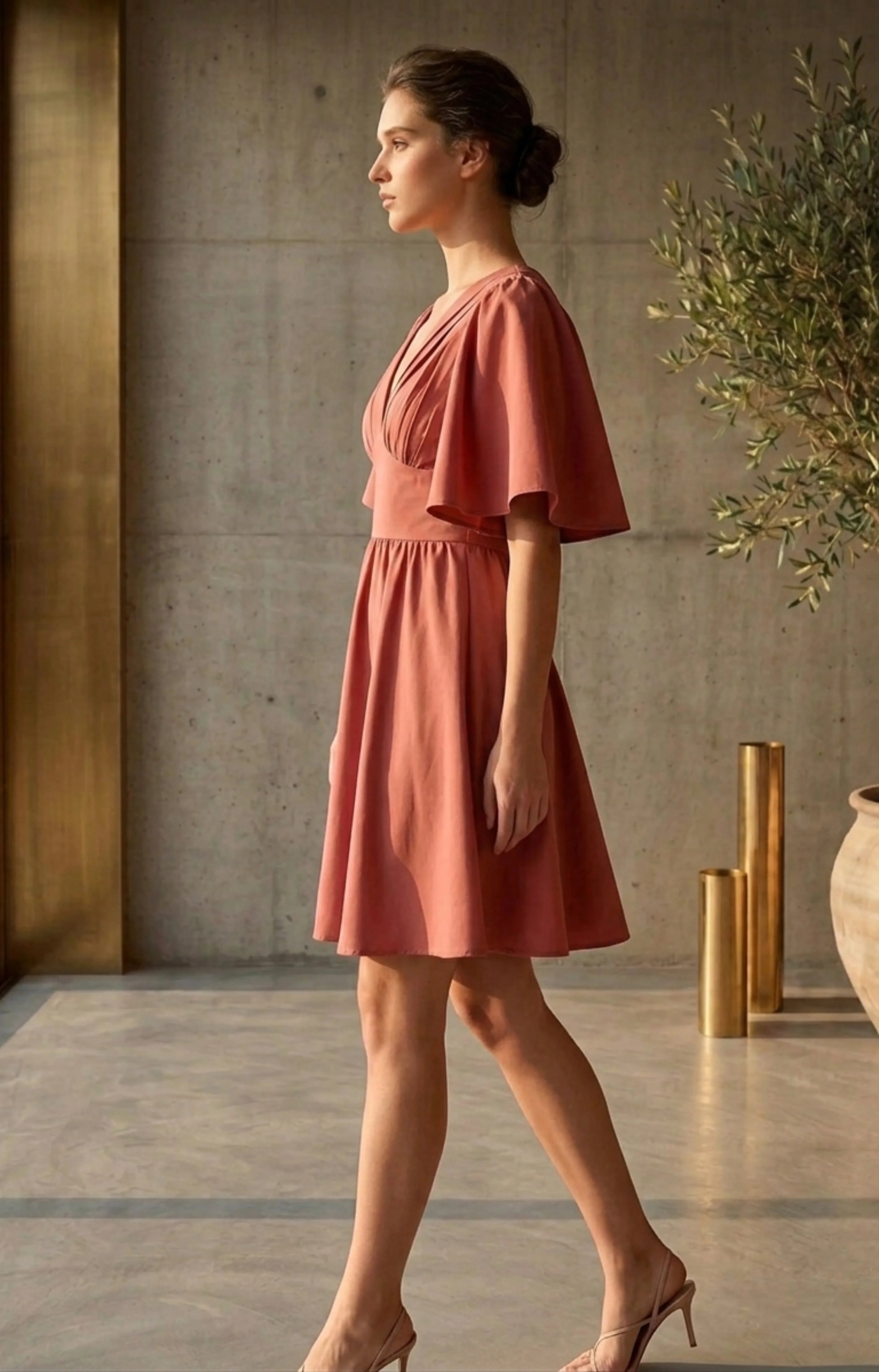 JUHI Elegant Flutter Sleeve Fit & Flare Mini Dress