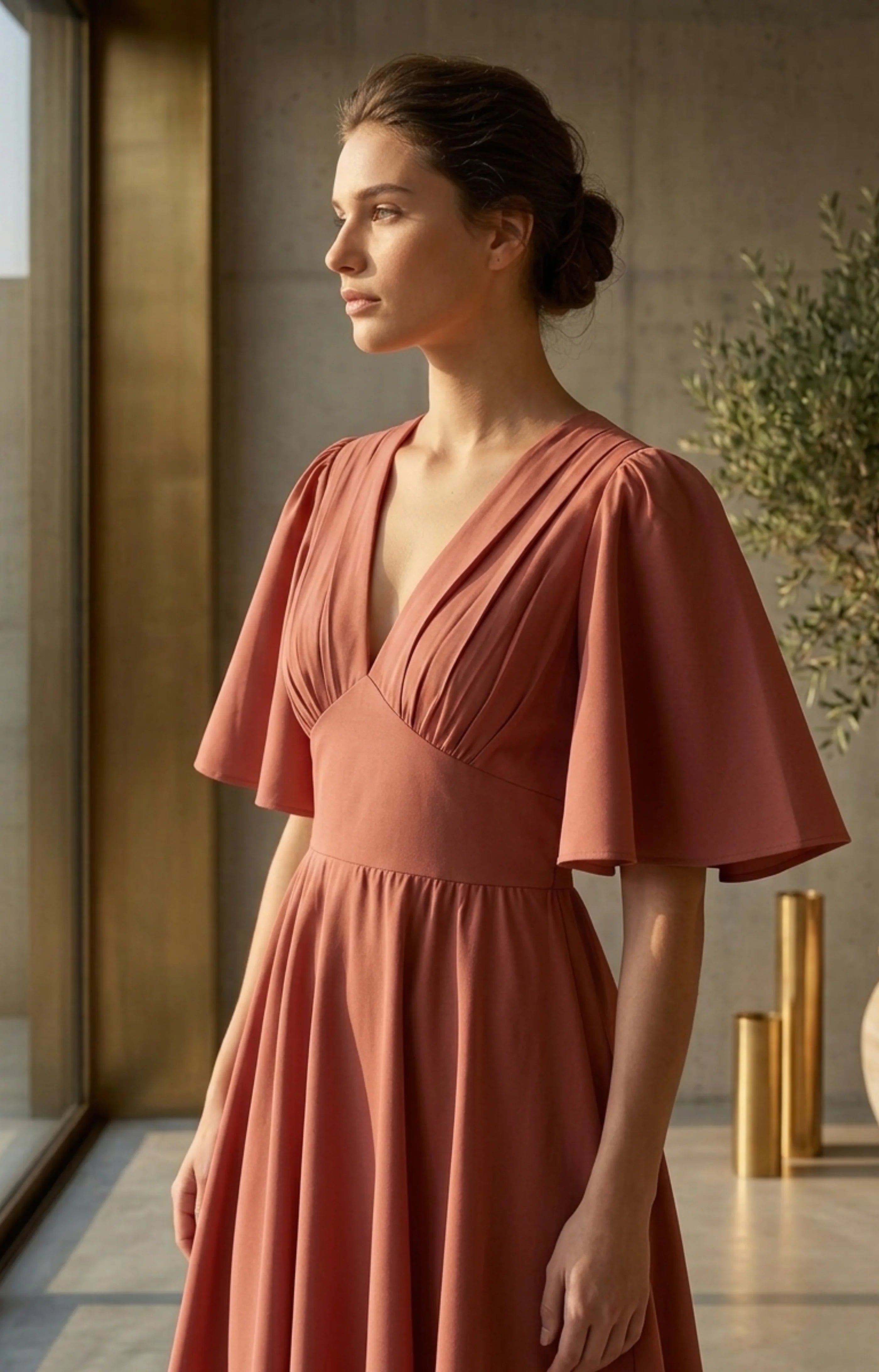 JUHI Elegant Flutter Sleeve Fit & Flare Mini Dress