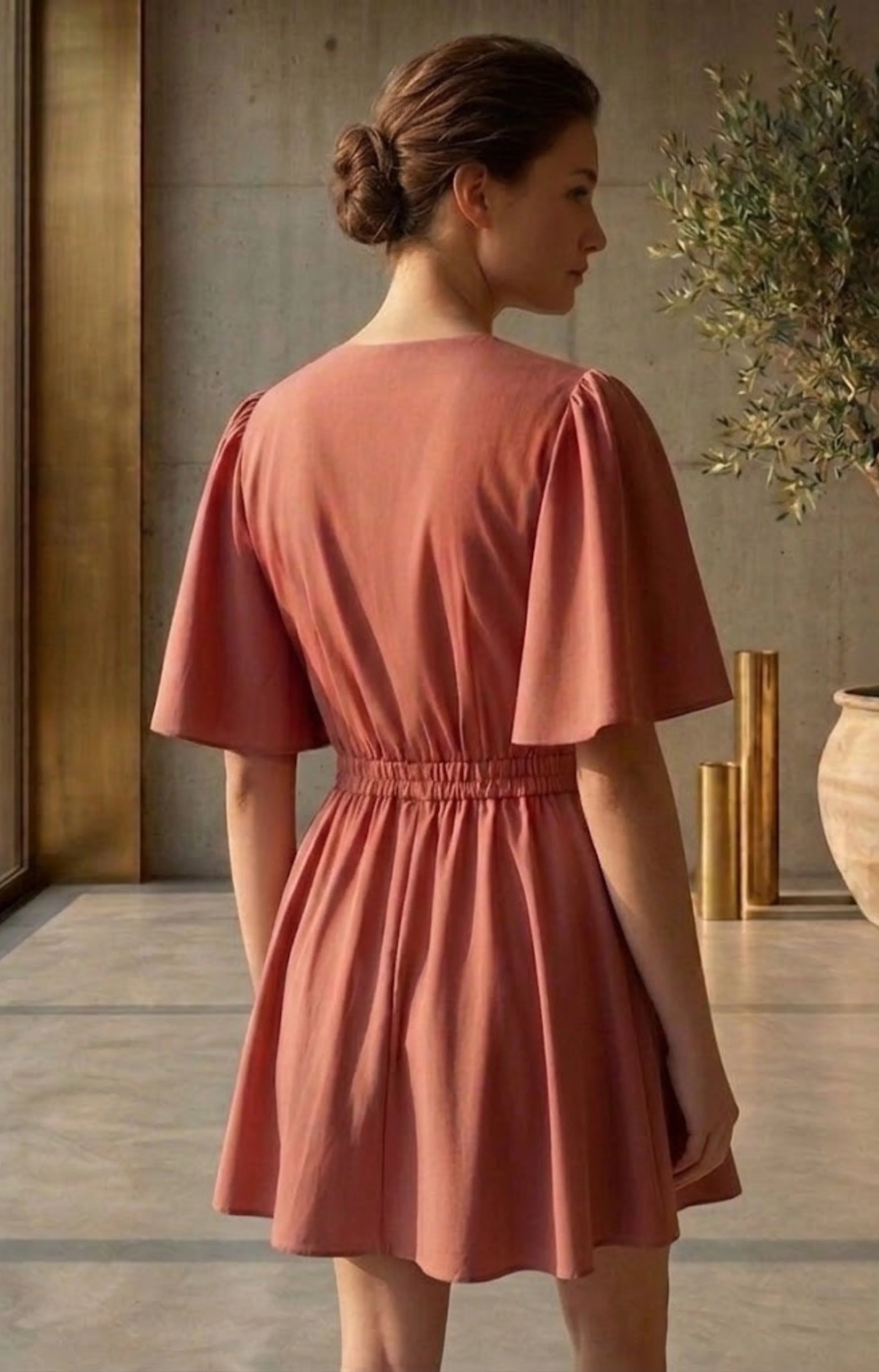 JUHI Elegant Flutter Sleeve Fit & Flare Mini Dress