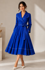 VINI Royal blue sapphire wrap midi dress