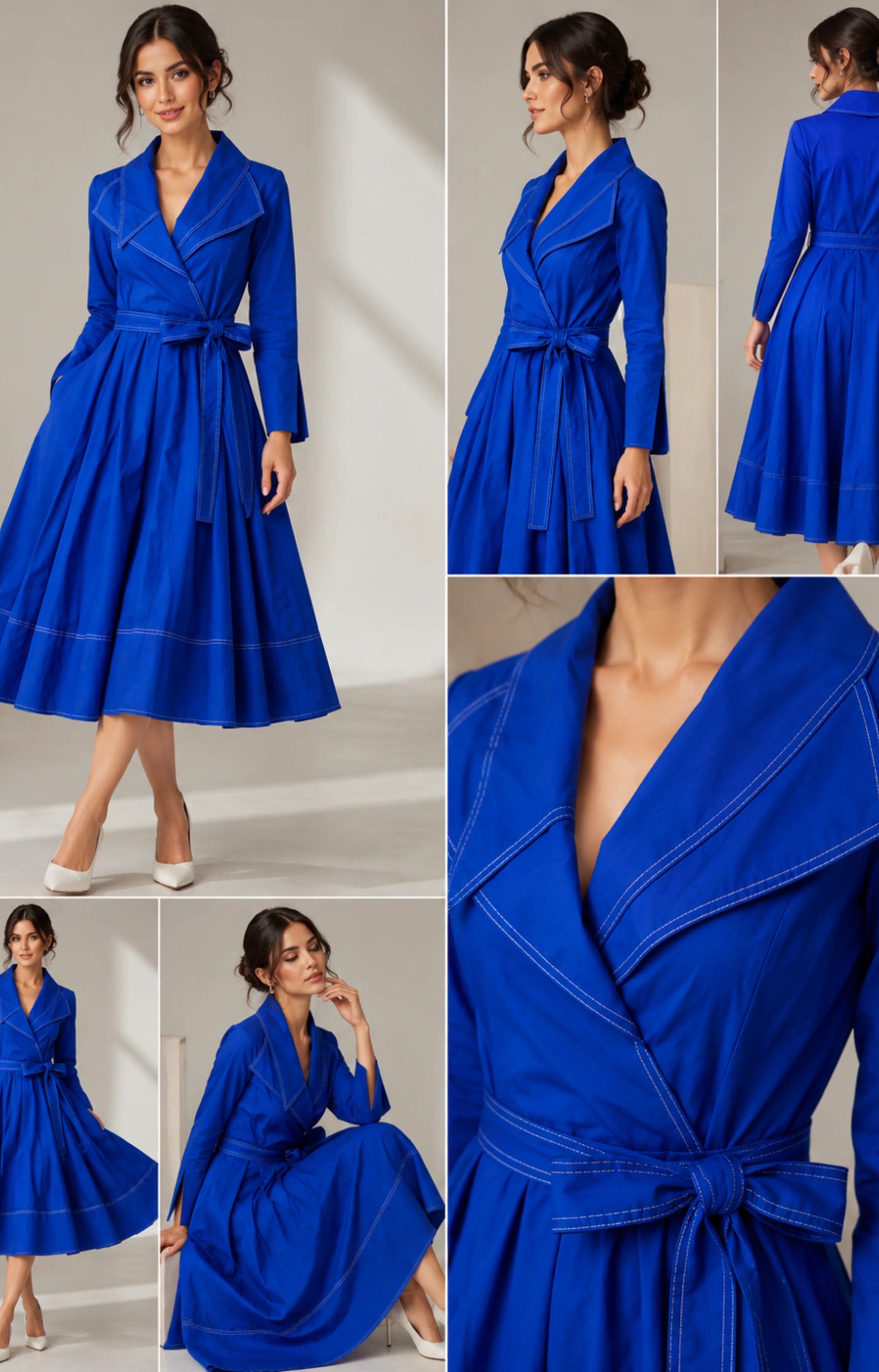 VINI Royal blue sapphire wrap midi dress