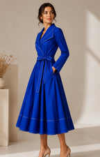 VINI Royal blue sapphire wrap midi dress