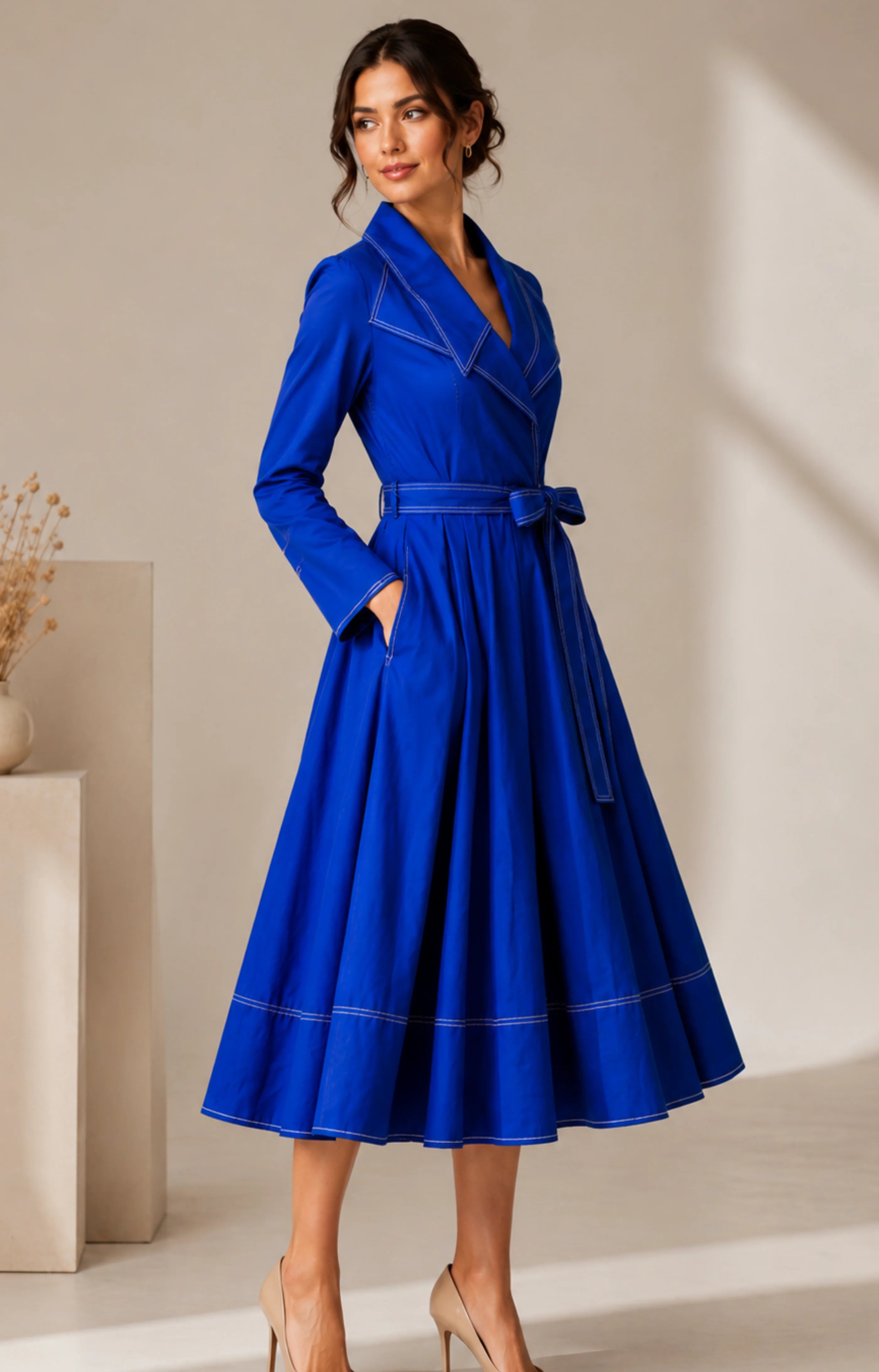 VINI Royal blue sapphire wrap midi dress